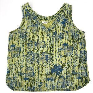 Prairie Cotton 100% Cotton Printed Lime Green & Blue Tank Top Size XL